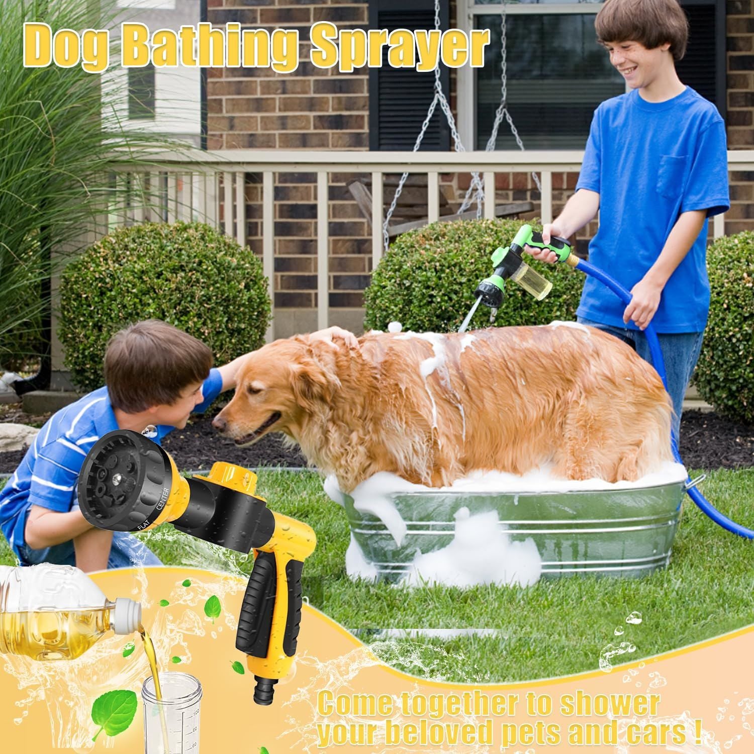 Hose Nozzle Sprayer Pup Jet Dog Wash Sprinkler